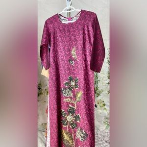Ao dai lua hoa tiet hoa, New Vietnamese traditional dress truyen thong 3xl 10